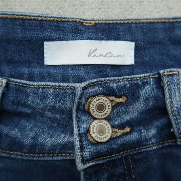 KanCan Jeans Junior's Size 7/27 Blue High-Rise Straight 28" Inseam Distressed - Picture 8 of 15